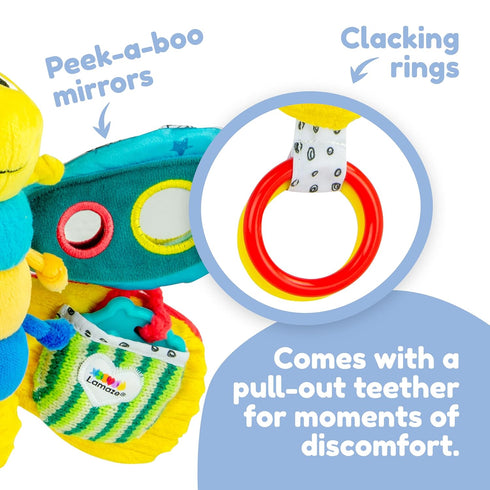 0 Lamaze Clip On Car Seat and Stroller Toy - Freddie the Firefly - Includes Lady Bug Teether - High Contrast Sensory