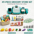 STACTCUTE 49Pcs Set Playset 3-8 Cash Register Toy for Kids, Pretend Play Grocery Store Cashier with Conveyor Belt