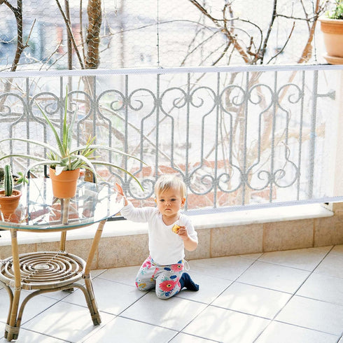 Banister Guard Balcony Netting for Kids Pets, 15 x 3 ft Baby Fence Door Net, Safety Stair Rail Mesh Net (No Drilling)