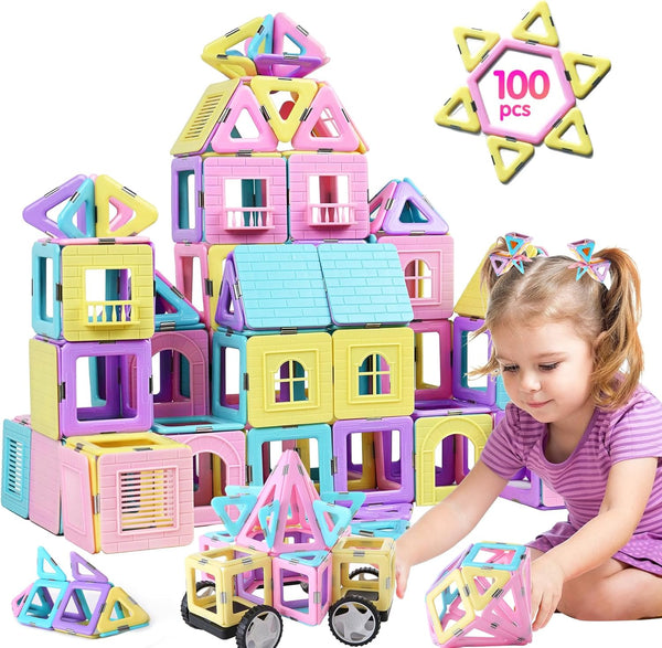 TOKBLOK Magnetic Tiles Toys for 3 4 5 6+ Year Old Girls