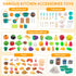 Zero Zoo 240Pcs Set Kids Mini Play Kitchen Accessories, Play Pans, Pots, Cookware with Desserts, Cuttable Veggies & BBQ