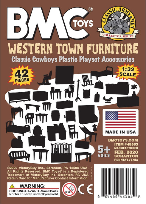 BMC Classic Marx Western Town Furniture 42pc Plastic Cowboy Playset Accessories