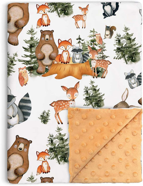Woodland Baby Blankets - Soft Nursery Minky Blankets with Double Layer Dotted Backing for Unisex Boys Girls, 30"x40"