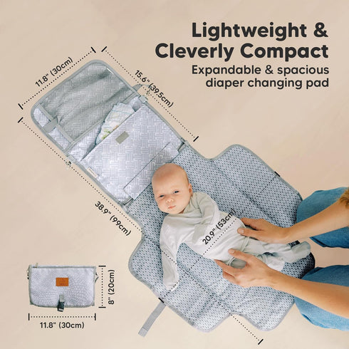 KeaBabies Portable Diaper Changing Pad - Waterproof Travel Changing Mat for Baby, Foldable Diaper Clutch, Detachable