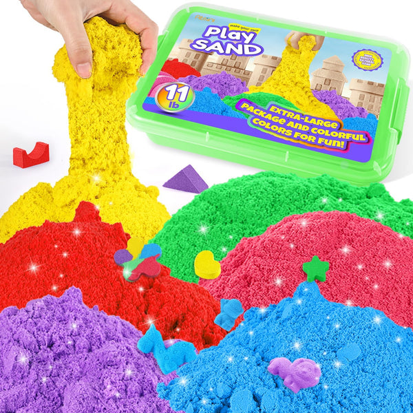 AtMini Play Sand for Kids, 11lbs of 6 Colored Sands, Magic Sand