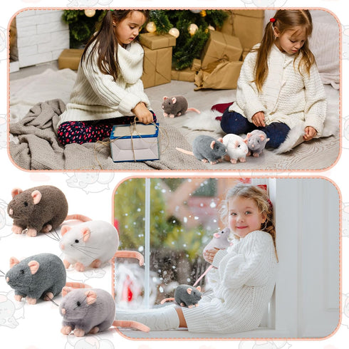 Honoson 8 Pcs Rat Plush Mouse Stuffed Animal, 7 Inch Fake Rat Toys, Cuddly Realistic Plushies for Birthday Halloween