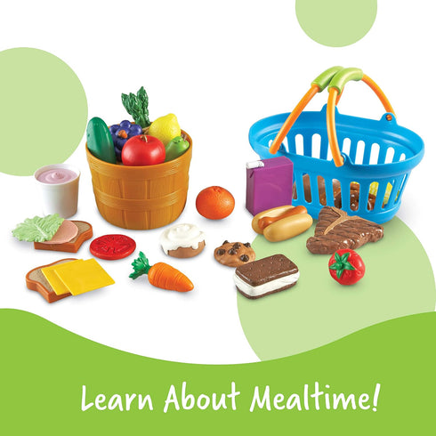 Learning Resources New Sprouts Deluxe Market Set - 32 Pieces Pretend Play Food for Toddlers, Kitchen Toys