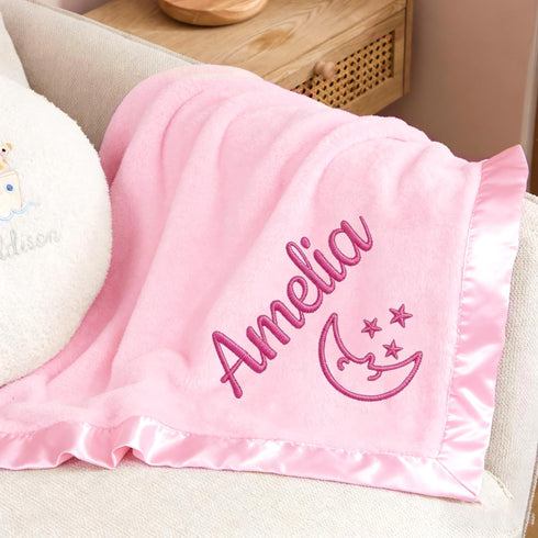XJoyBloush -36" 36" Personalized Baby Blanket with Embroidered Name,Custom Baby Receiving Blankets Soft Fleece Toddler
