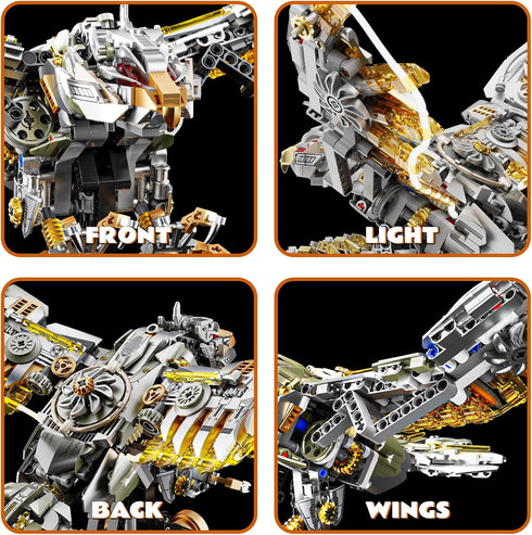 CSNRHG Set 3D Mechanical Eagle Building Block Poseable Model with Articulated Wings & Talons STEM Toy for Kids & Adults