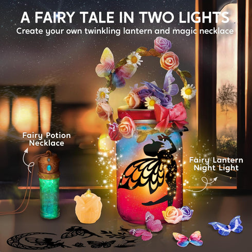 7 8+ JOVA Klever Kits DIY Fairy Lantern Craft Kit with Rose Lights and String Lights, Birthday Gifts with Color Fairy