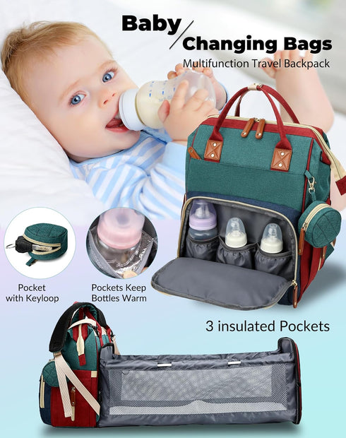 3 1 Backpack Diaper Bag with Changing Station, Waterproof in Diaper with Foldable Changing Pad, Baby Registry Search