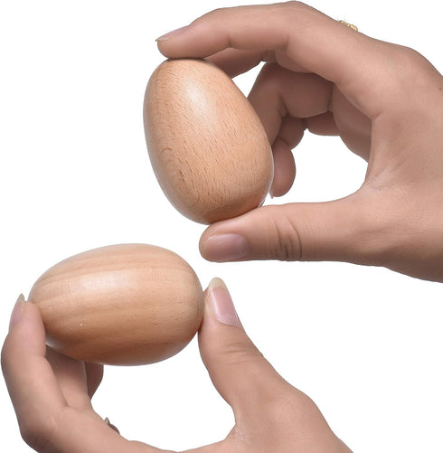 4 PCS Wood Egg Shakers Set, Musical Percussion Instruments with Natural Finish