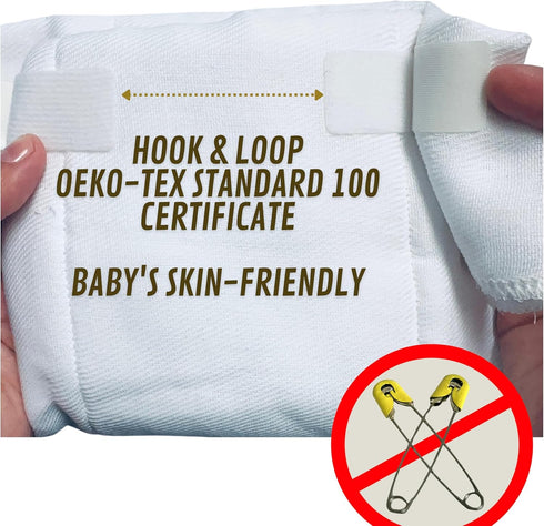 KJ.VOOM (2 100 Adhesive Cloth Diaper Fasteners Peel-Stick-Adjust | Replaces Diaper Pins & Snaps | Hook-&-Loop Tabs