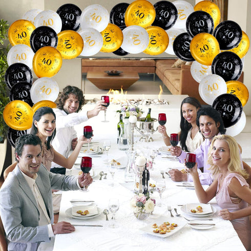 Blulu 40th Birthday Balloons for Men - 45 Pcs Black Gold White Happy 40th Birthday Decorations for Women 40 Years Old