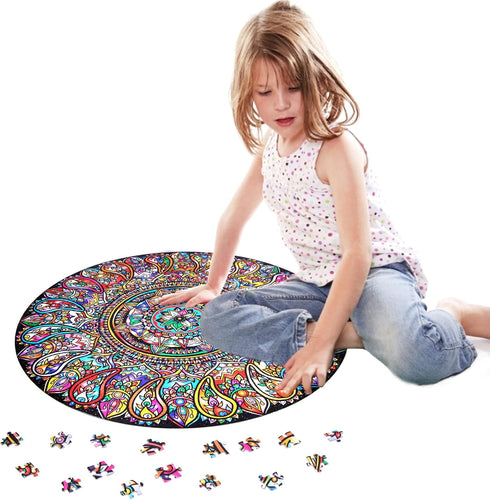 Bgraamiens Puzzle - Mandala Petals - 1000 Pieces Round Puzzle - Color Challenge for Adults and Kids