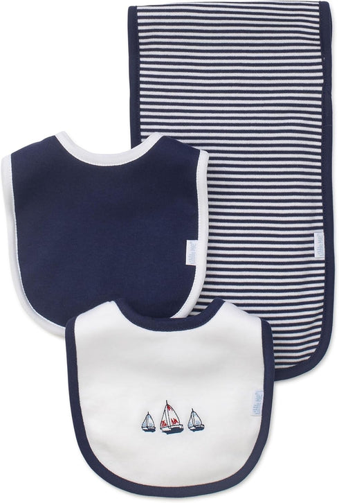 Little Me Boys' 3-Piece Bib & Burp Cloth Set