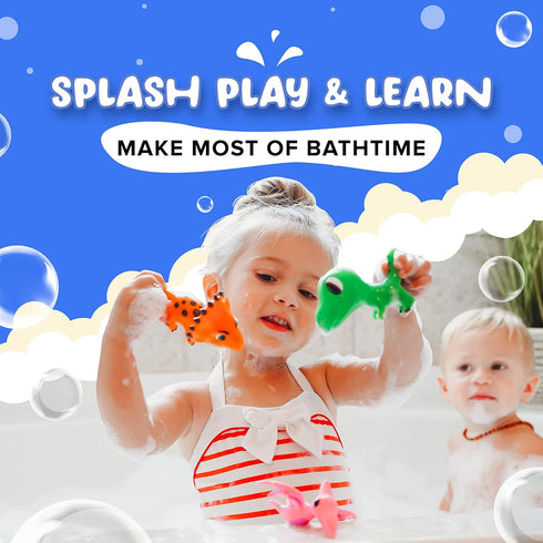 Dinosaur Bath Toys, Mold Free Baby Bath Toys for Toddlers 1-3, BPA-Free, Dishwasher-Safe, 3PCs