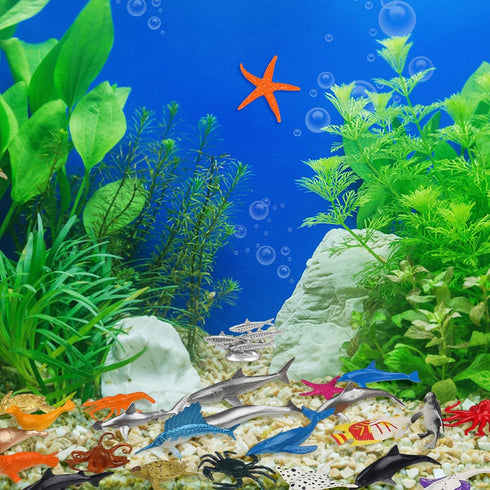 DOITEM 54 Pack Set, Assorted Mini Vinyl Plastic Ocean Sea Animal Figures Toy Realistic Under The Sea Life Figure Bath