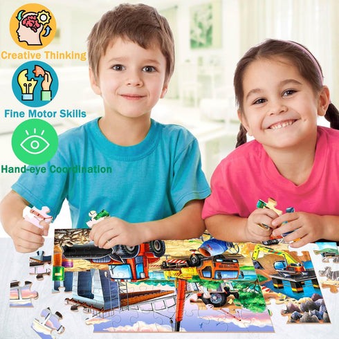 JTKDBJZ 4-6 2x60 3-5,6-8,Fun Bulldozer Toys,2 1 Pack Puzzles for Kids Ages Pieces Jigsaw Puzzles for Toddlers & Truck