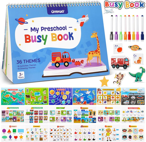 Busy Book for Toddlers 1-3, Preschool Learning Activities, Travel Toys for Road Trip