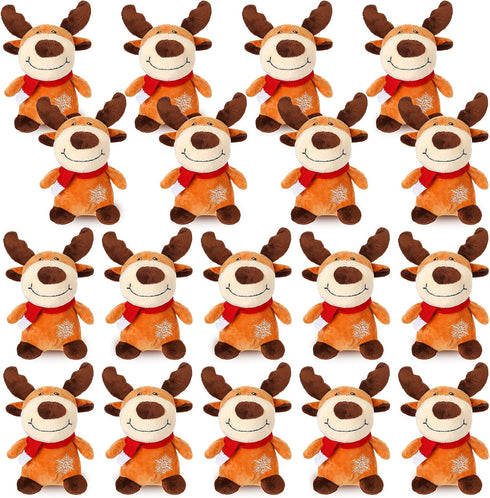 Liliful 16 Pack 8 Inch Stuffed Deer Toys, Xmas Plush Elk with Red Scarf, Animal Gifts for Boys Girls, Christmas