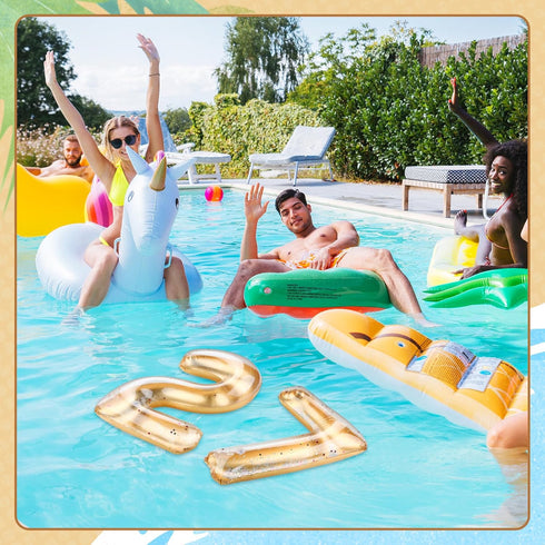 Number 0-9 Pool Float 20'' Gold - Large Inflatable Swimming Balloon for Summer Graduation Party Decoration (Number 7)