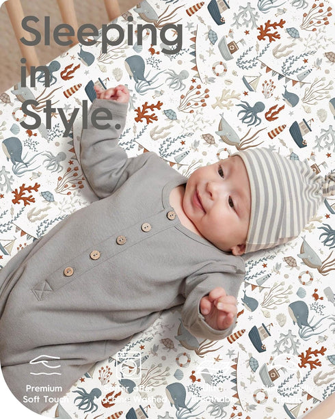 Pack Pack 2 Pack and Play Sheets Fitted, Ultra Soft Mini Crib Sheets Boy, Neutral N Play Mattress Sheets Hypoallergenic
