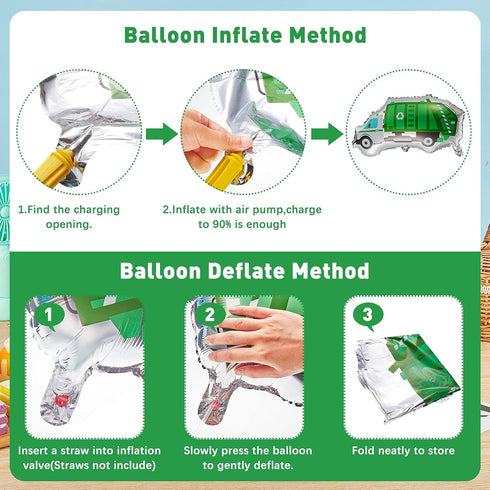 12 Pack Garbage Truck Foil Balloons, Trash Truck Birthday Party Decoration & Baby Shower Party Favor Supplies