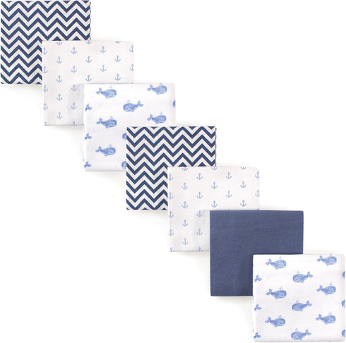 Hudson Baby Unisex Baby Cotton Flannel Receiving Blankets Bundle, Blue Whale, One Size by Hudson Baby