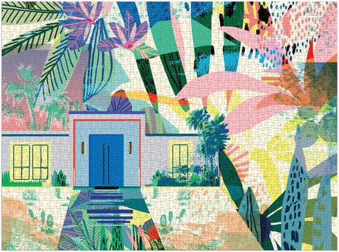 Galison Kitty McCall Palm Springs Puzzle, 1,000 Pieces, 27” x 20” – Colorful Artwork of a Palm Springs Home