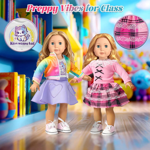 9 Sets 18 Inch Sets WONDOLL American Doll Clothes and Accessories - Outfits - Princess Fashion Bundle for Girl(No Doll)