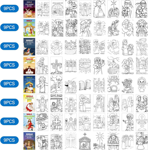 144 Fulmoon Pcs Christian Mini Coloring Books for Kids Bible Verse Religious Party Favors Coloring Books with Crayons