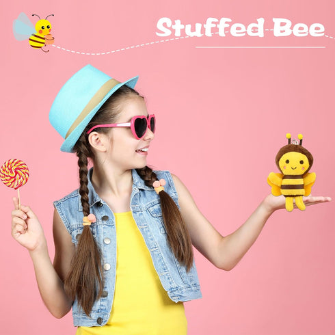 Mini Bee Stuffed Animal Toys Plush Honeybee Keychain for Room Decor Birthday Baby Shower