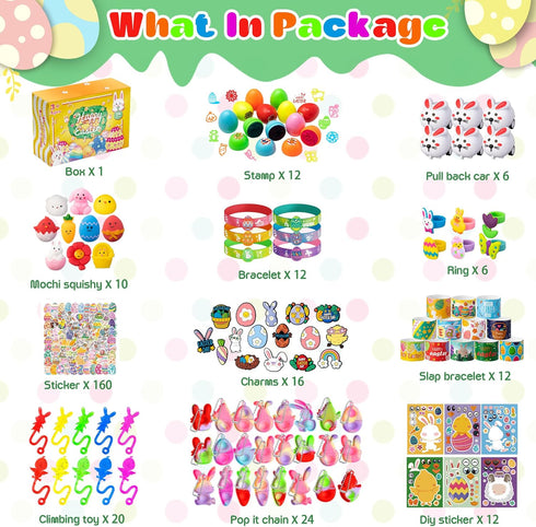 291 DMIGHT Easter Egg Fillers, with Pcs Small Toys Prizes Bulk Easter Gift for Kids, Easter Egg Hunt Easter Basket