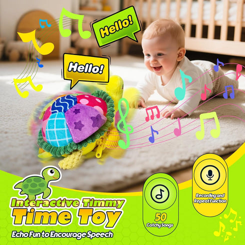 6-12 18 Tummy 6 1 2 3 Esjay Baby Toys Months, Crawling Musical Turtle Plush Time Toy, Dancing Bouncing Recording
