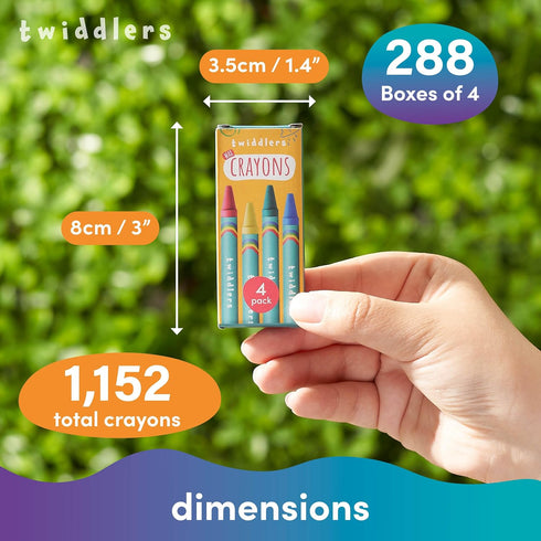 288 Sets 4-Packs (1,152 THE TWIDDLERS of Bulk Crayons) Non-Toxic Individual Box for Kids, Back to School Supplies