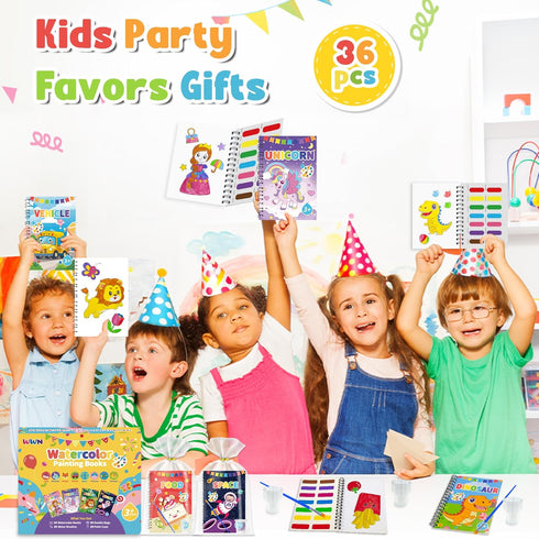 WWN 36 4-8 Water Coloring Books Party Favors: Bulk Mini Kids Birthday Favor, Goodie Bag Stuffers, Art & Crafts