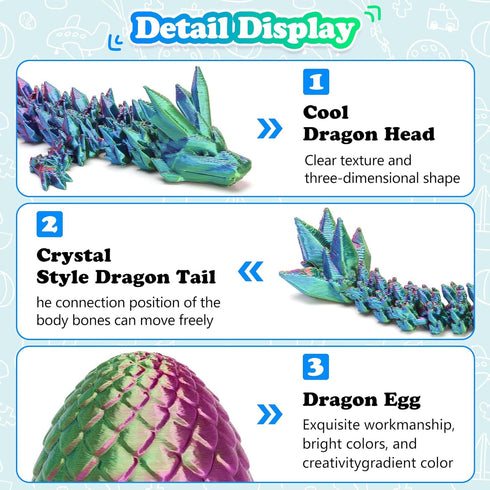 YTRXYLKL 3D Printed Dragon with Surprise Egg,Surprise Dinosaur Eggs Fidget Toys for Kids, Birthdays, Halloween