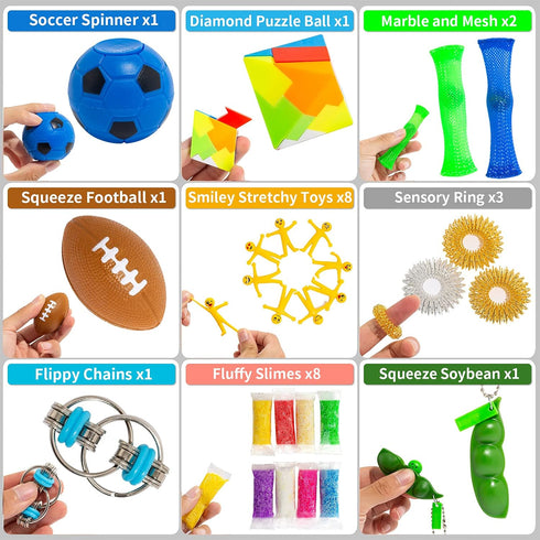 76 Pack Set, Packs Sensory Fidget Toys Stress Relief and Anti-Anxiety Bundle Sensory Toys for Kids Adults, Cool Fidget
