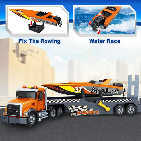 3 4 5 6 21" Vehicle2 1 3 4 5 6 7 SpringFlower Boy Toys, Extra Large Truck Toy with Sounds & Lights, Semi Truck Toy