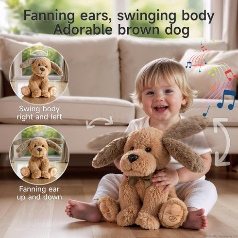10 OR OR TU Baby Animated Plush Dog, Interactive Singing Talking Puppy Dog Musical Stuffed Animal Toys