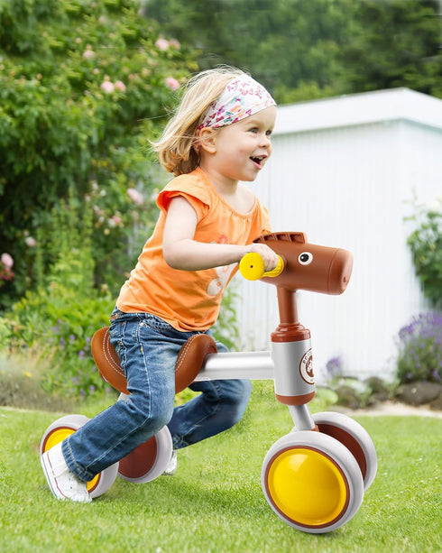 Baby Balance Bike for 1-2 Year Old Boy Girl, 4 Wheels Toddler Balance Bike, First Birthday Gifts for 12-24 Months