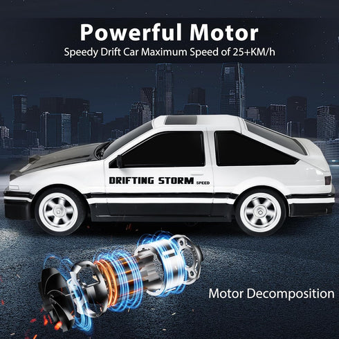RC Drift Cars for Adults, 1/16 2.4GHz 4WD RTR Drift Car, High Speed Remote Control Vehicle with LED Lights