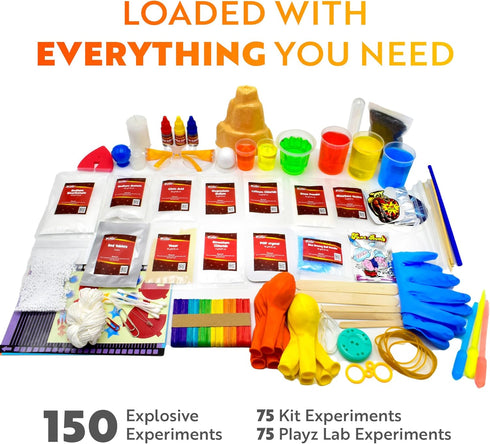 Playz Mega Kaboom! 150+ Explosive Science Experiments Kit for Kids Age 8-12, Chemistry Set STEM & Educational Toys