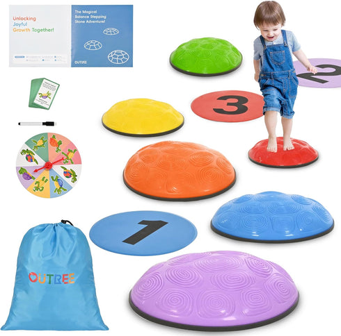 OUTREE Stepping Stones for Kids, 6 Pcs Balance Training and Sensory Coordination Stones