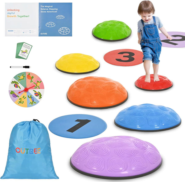 OUTREE Stepping Stones for Kids, 6 Pcs Balance Training and Sensory Coordination Stones