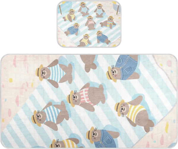 SyXIOP Cartoon Cute Seal Beach Vacation Cooling Baby Waterproof Crib Mattress Cover 28"