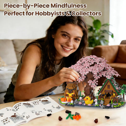 STUDYBOCKS Sets 2280PCS 8+ Capybara Cherry Blossom Bonsai Tree House Building for Adults & Kids - Micro Mini Blocks