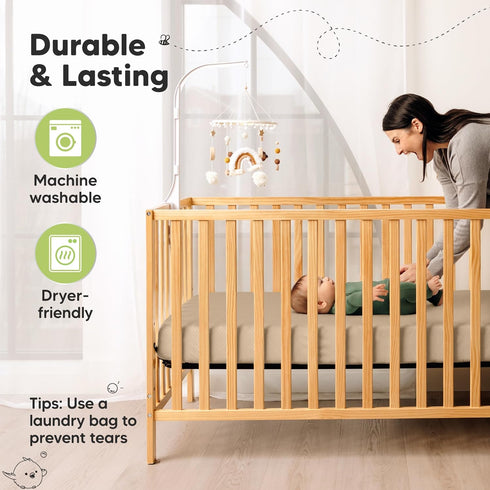2-Pack 52x28 KeaBabies Fitted Crib Sheets for Boys, Girls, Baby - Soft Bamboo Viscose Cotton, Standard Crib Mattress