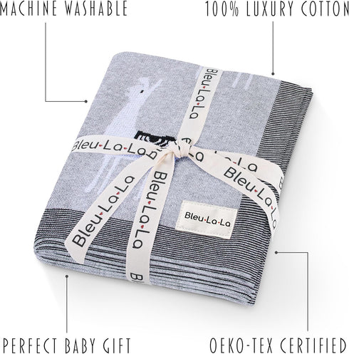 100% Cozy Knit Baby Swaddle Blanket - Luxury Cotton Soft Receiving Swaddle Crib Stroller Blanket for Shower Gift